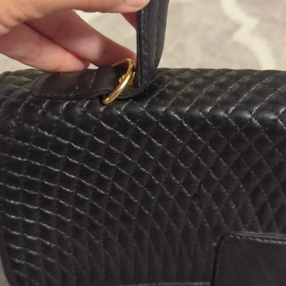 Black Leather Quilted Crossbody Purse - Picture 11 of 11